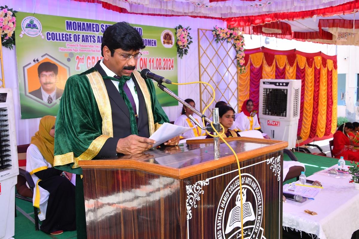 Graduation ceremony at Mohamed Sathak Hamid College of Arts and Science for Women, Ramanathapuram.