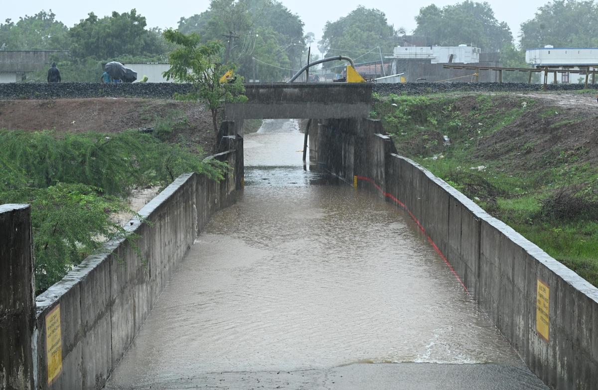 Rain waterlogging railway subways  at Landhai village near  Ramanathapuram on Tuesday. 