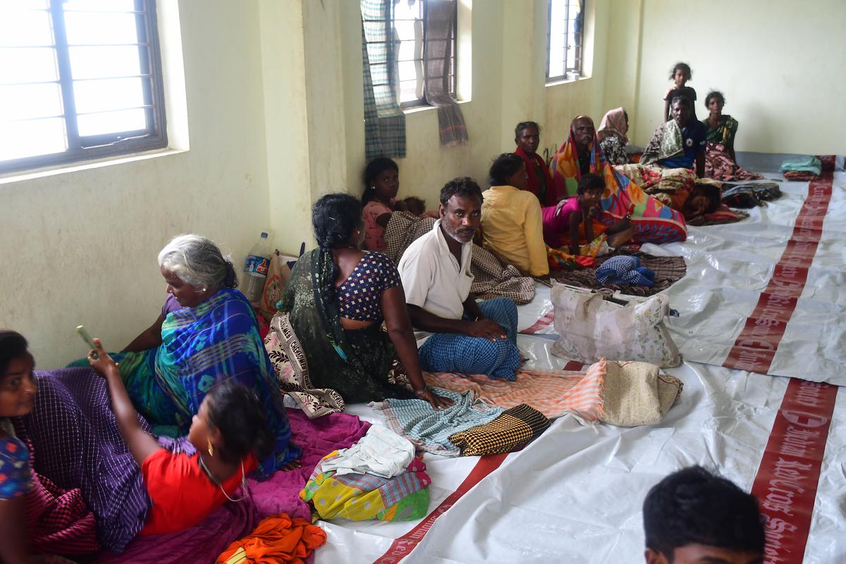 Suryalanka villagers at the relief shelter in Bapatla district on Tuesday.