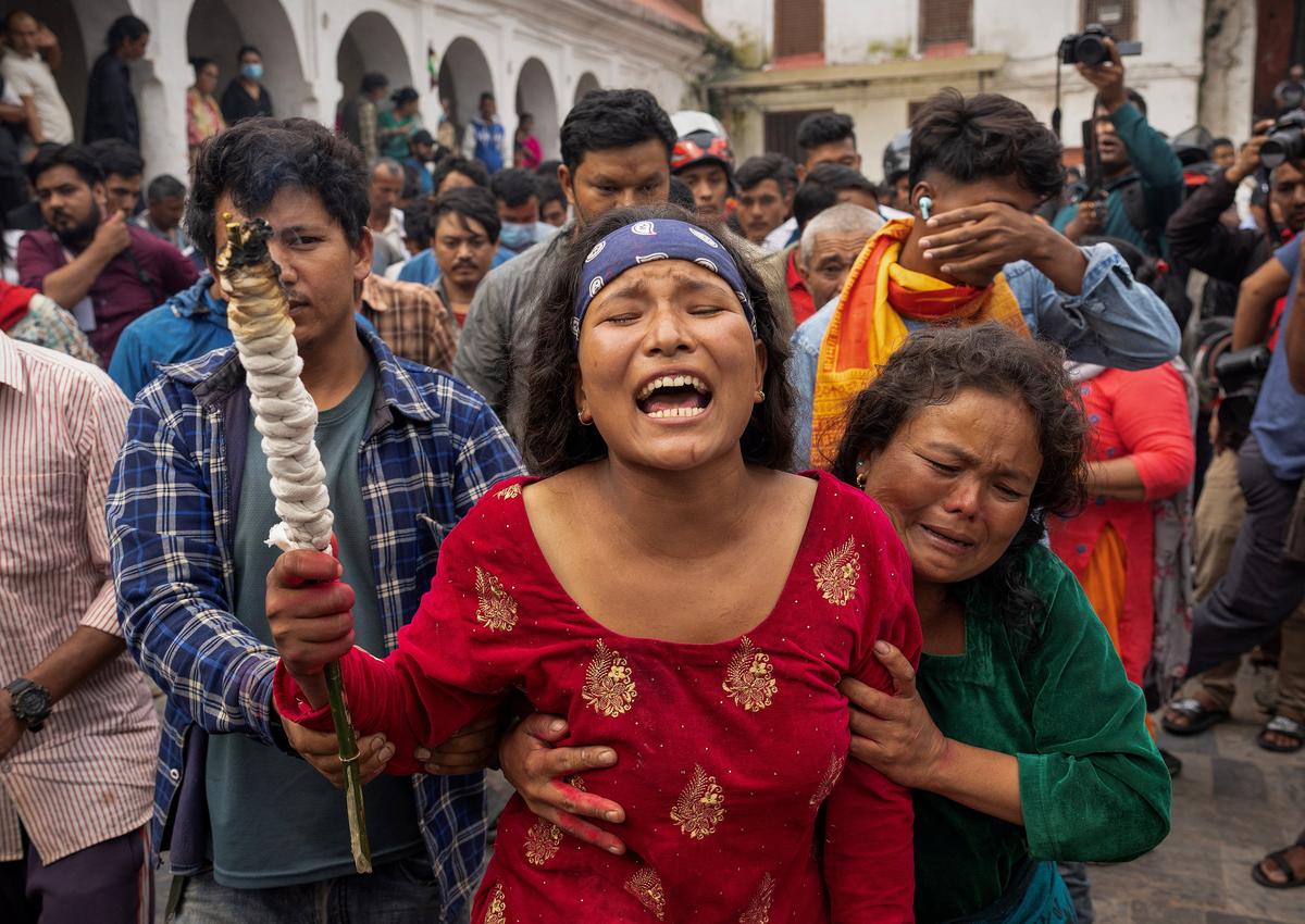 Sunita Balami, sister of Subhlal Balami, 28, who died in the protests, in Kathmandu.