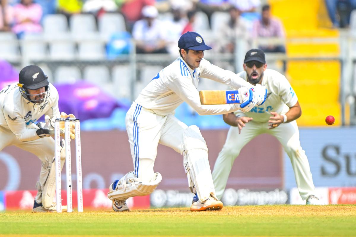 Sensible knock: Shubman Gill in action on day two of the second day of the third Test between India and New Zealand at the Wankhede Stadium in Mumbai on November 2, 2024.