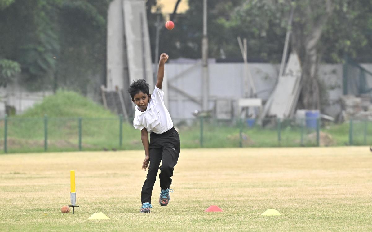 A young girl practising her bowling in Chennai
