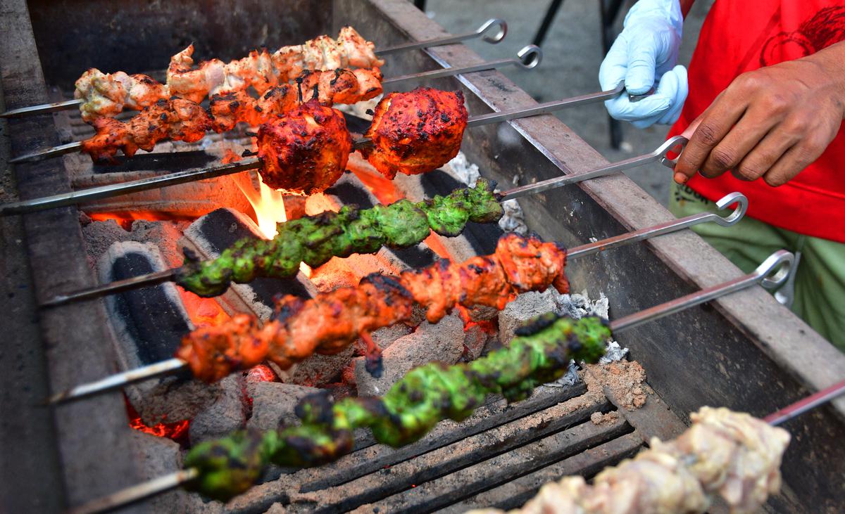 Kebabs getting ready to be served 