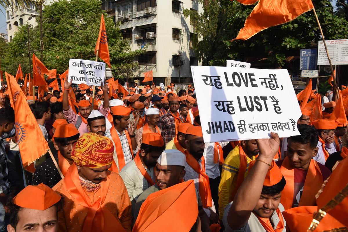 Hindutva forces take out a rally in Navi Mumbai.