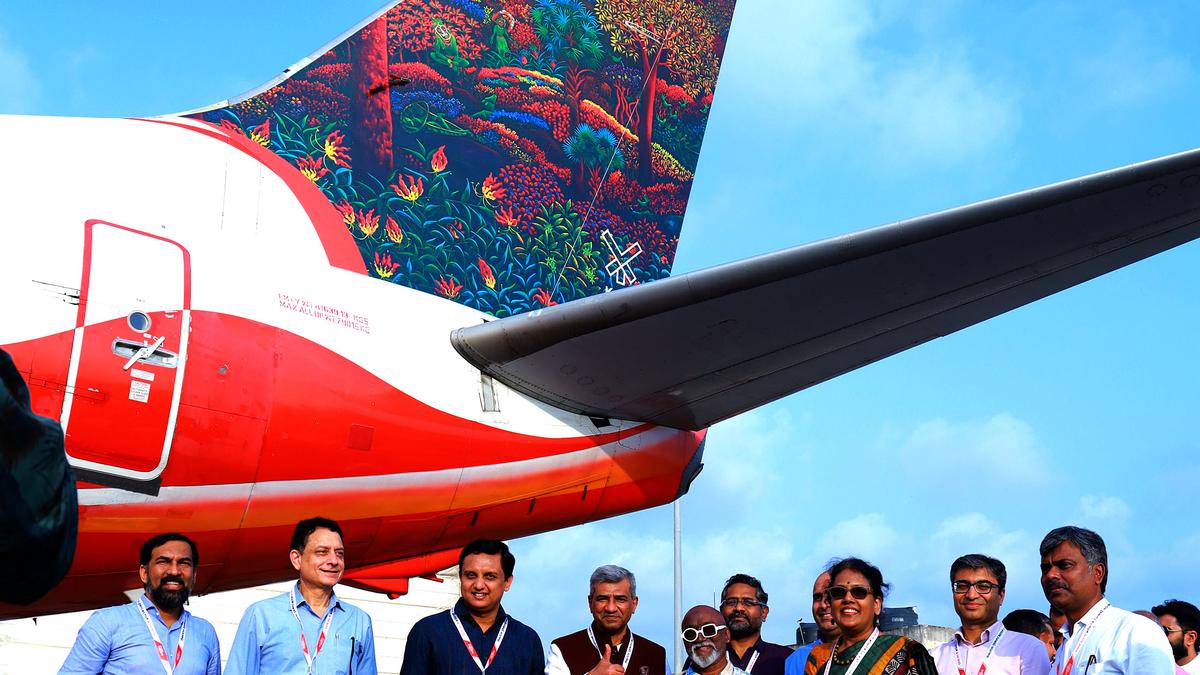 Air India Express unveils new tail art on Boeing 737-800 developed at Kochi biennale