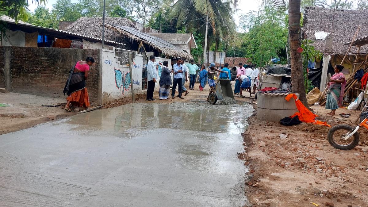 Narikuravar Colony road repaired after complaints of water stagnation