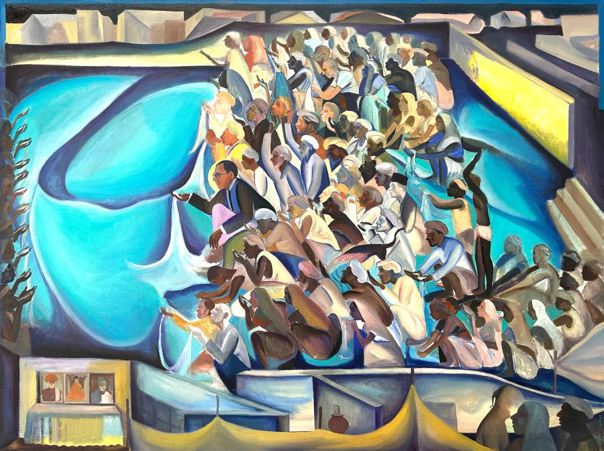 Bhise’s painting on the Mahad Satyagraha.