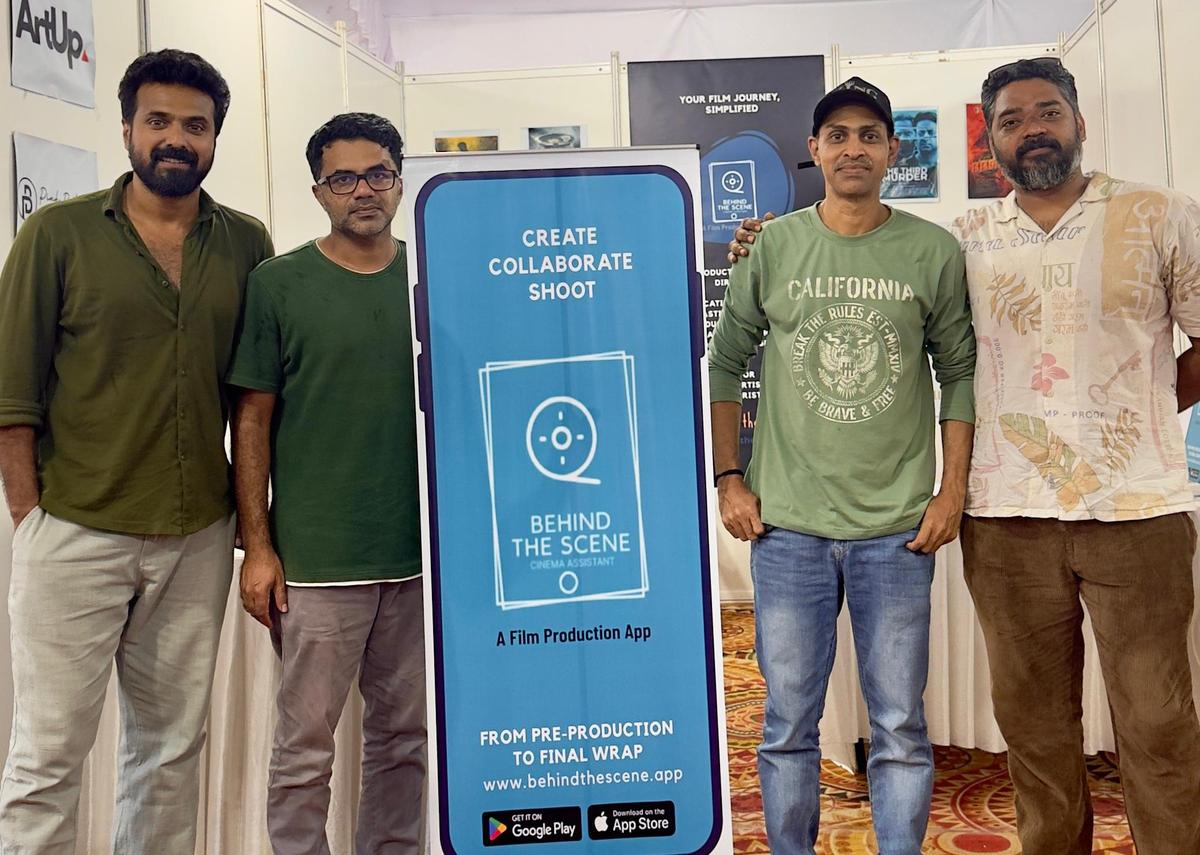 (Von links) Jins Bhaskar, Shameer Sharafudeen, Renjith Raghunathan und Jamshi P beim Internationalen Filmfestival von Kerala 2024