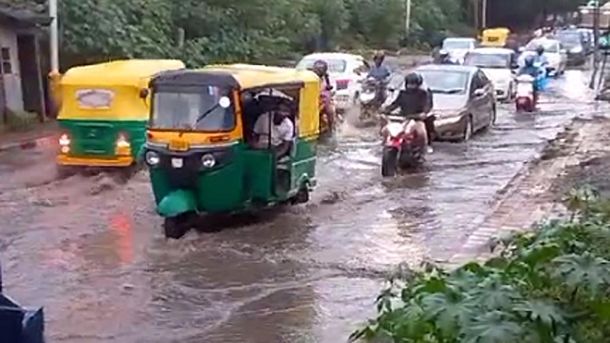 Traffic movement hit on November 7 morning following heavy overnight rains in Bengaluru