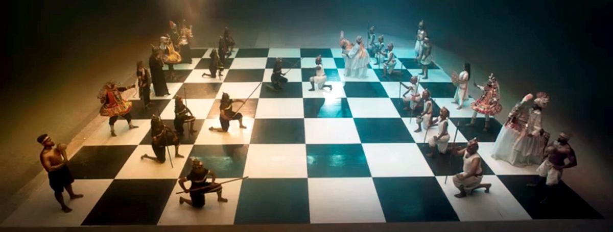 A screen shot from Chaturangam - A Dance Depiction, released by the Pudukottai District Administration authorities for the 44th FIDE Chess Olympiad.