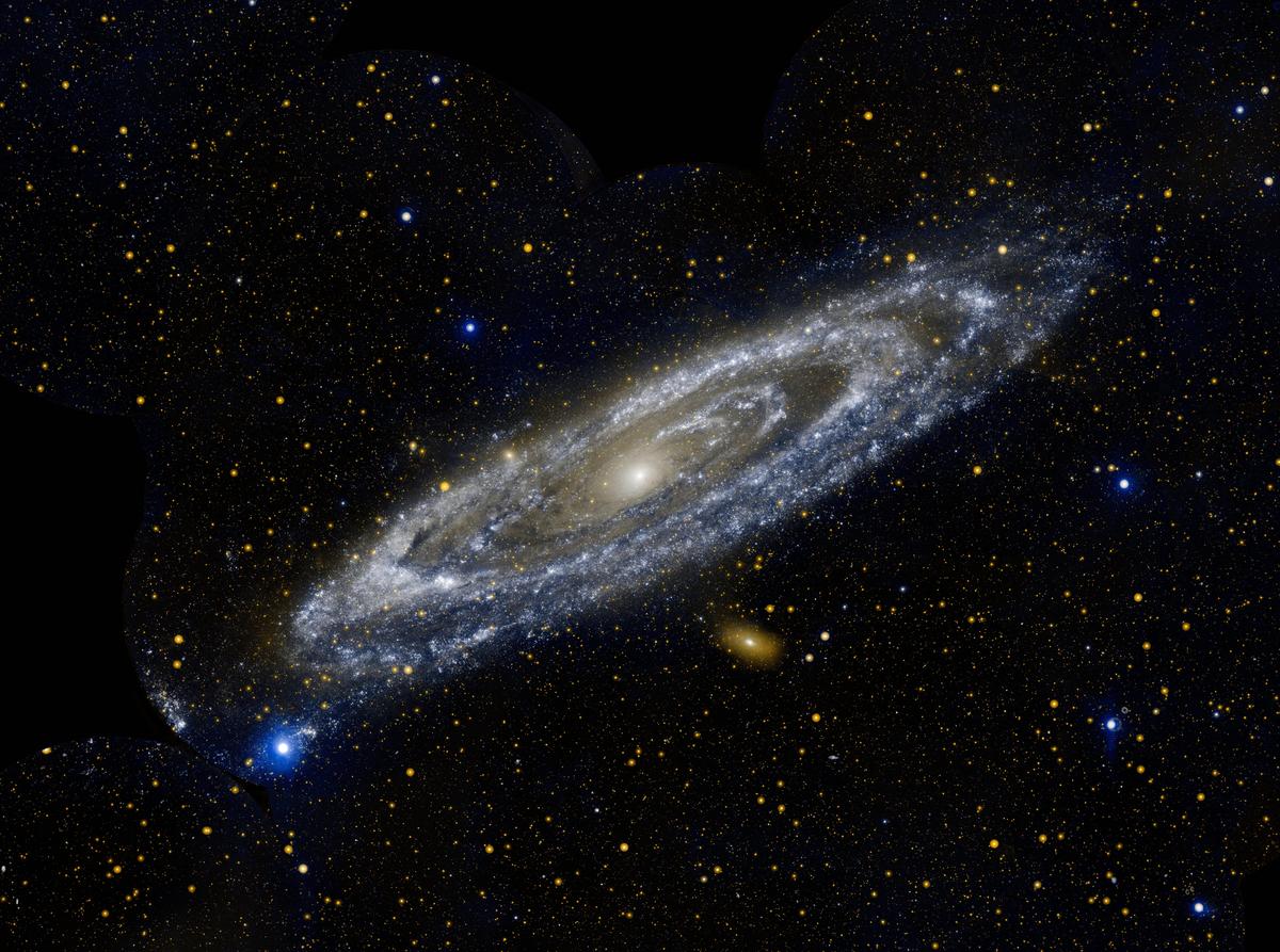 This image obtained from NASA and the Jet Propulsion Laboratory shows the Andromeda Galaxy. 