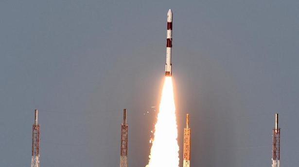 PSLV C-53 carrying three commercial satellites lifts off