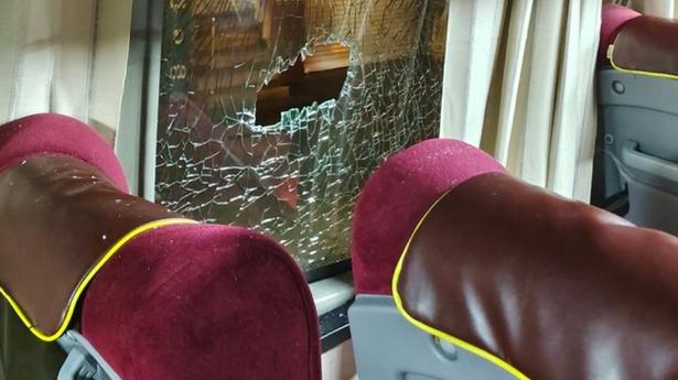 Empty beer bottles hurled at Flybus near Ramanagaram