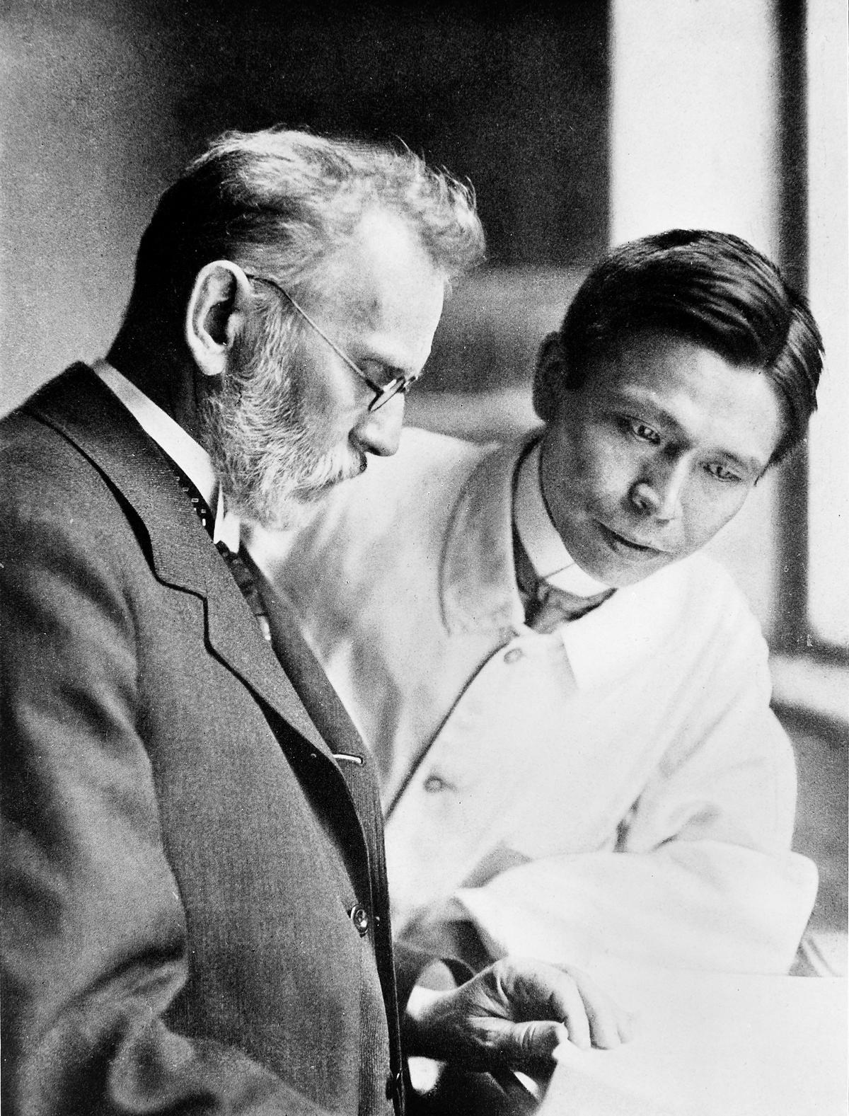 Portrait of Paul Ehrlich and Sahachiro Hata. Portrait of Paul Ehrlich and Sahachiro Hata.