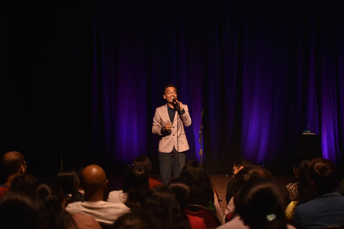 Dr Pal at a standup show Dr Pal at a standup show