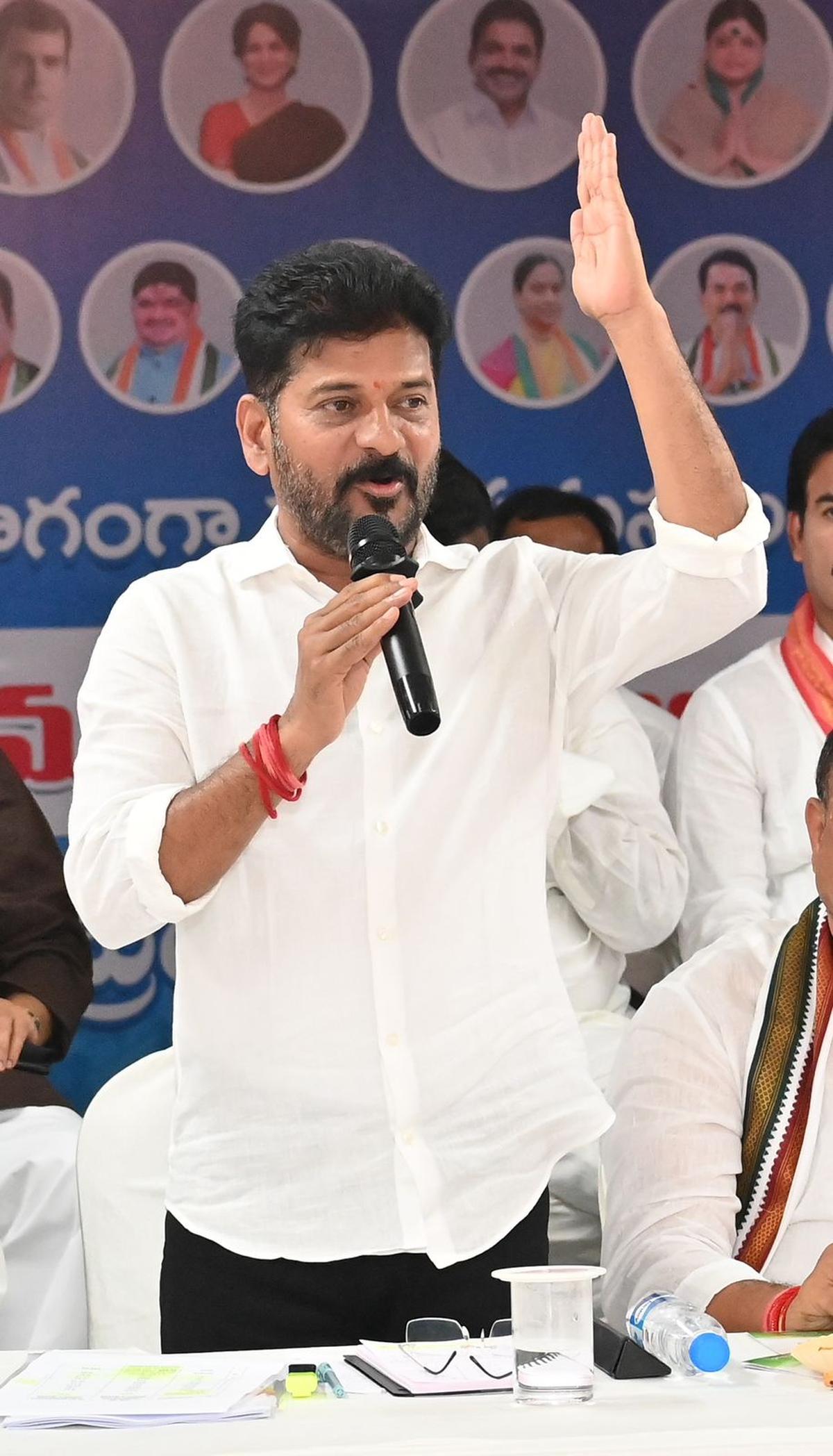 Chief Minister A. Revanth Reddy at the meeting on caste census at Gandhi Bhavan in Hyderabad on Wednesday.