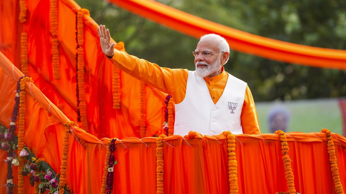 Modi roadshow in Varanasi: Thousands line streets for PM’s roadshow in Varanasi