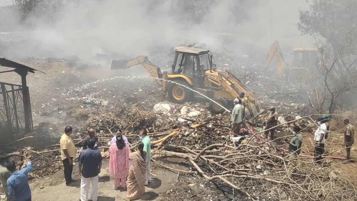 Fire breaks out at dump yard in Tiruchengode