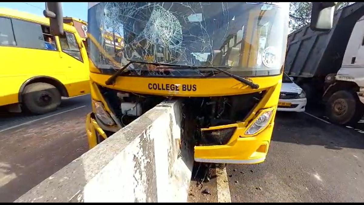 Chennai college bus rams into road median, over 20 students injured