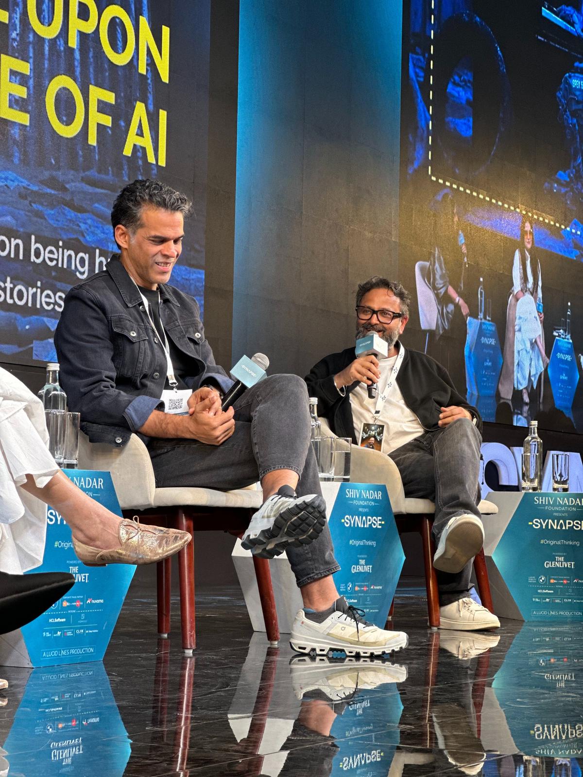 Filmmaker Vikramaditya Motwane (left) at a panel discussion at Synapse.