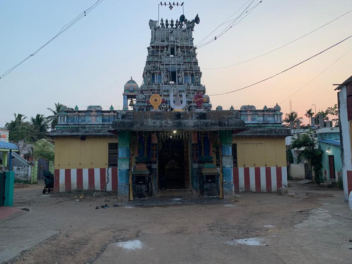 A view of the Sri Varadaraja Perumal temple at Melattur before the start of the Bhagavata Mela mahotsavam on May 19, 2023.