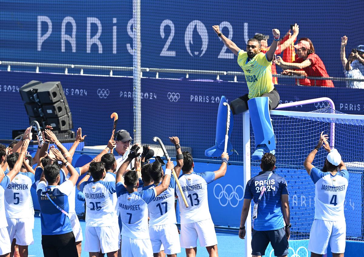 Indian players celebrate after winning the bronze at Paris 2024. Indian players celebrate after winning the bronze at Paris 2024.