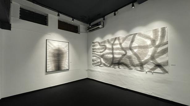 Artist Jineshbabu K’s experiments in Indian ink on display at an exhibition in Thiruvananthapuram
