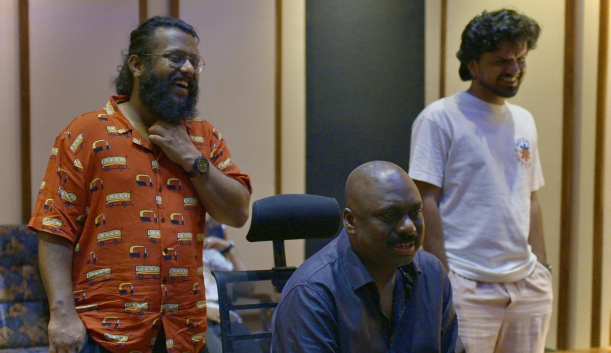 (From left) Varkey, Jassie Gift and Sooraj Santhosh at work (From left) Varkey, Jassie Gift and Sooraj Santhosh at work