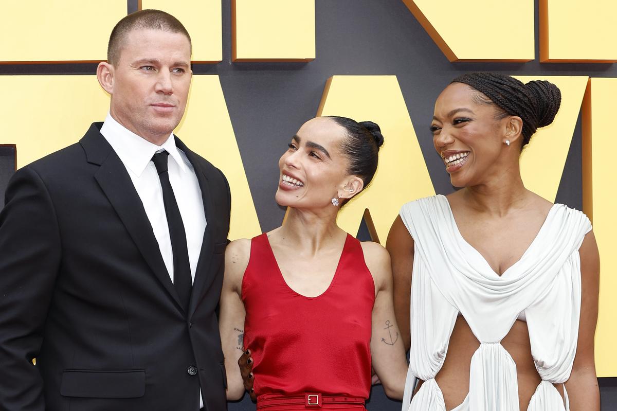 Channing Tatum, director, writer and producer Zoë Kravitz and Naomi Ackie at the European premiere of ‘Blink Twice’