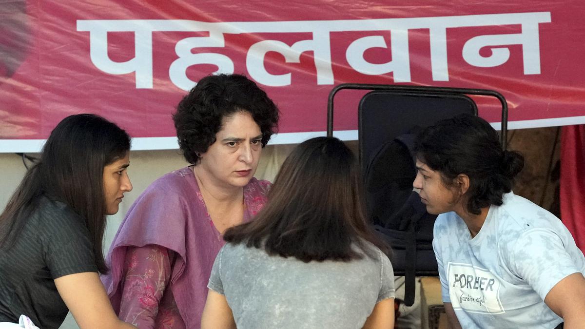 Priyanka Gandhi meets protesting wrestlers at Jantar Mantar, expresses solidarity