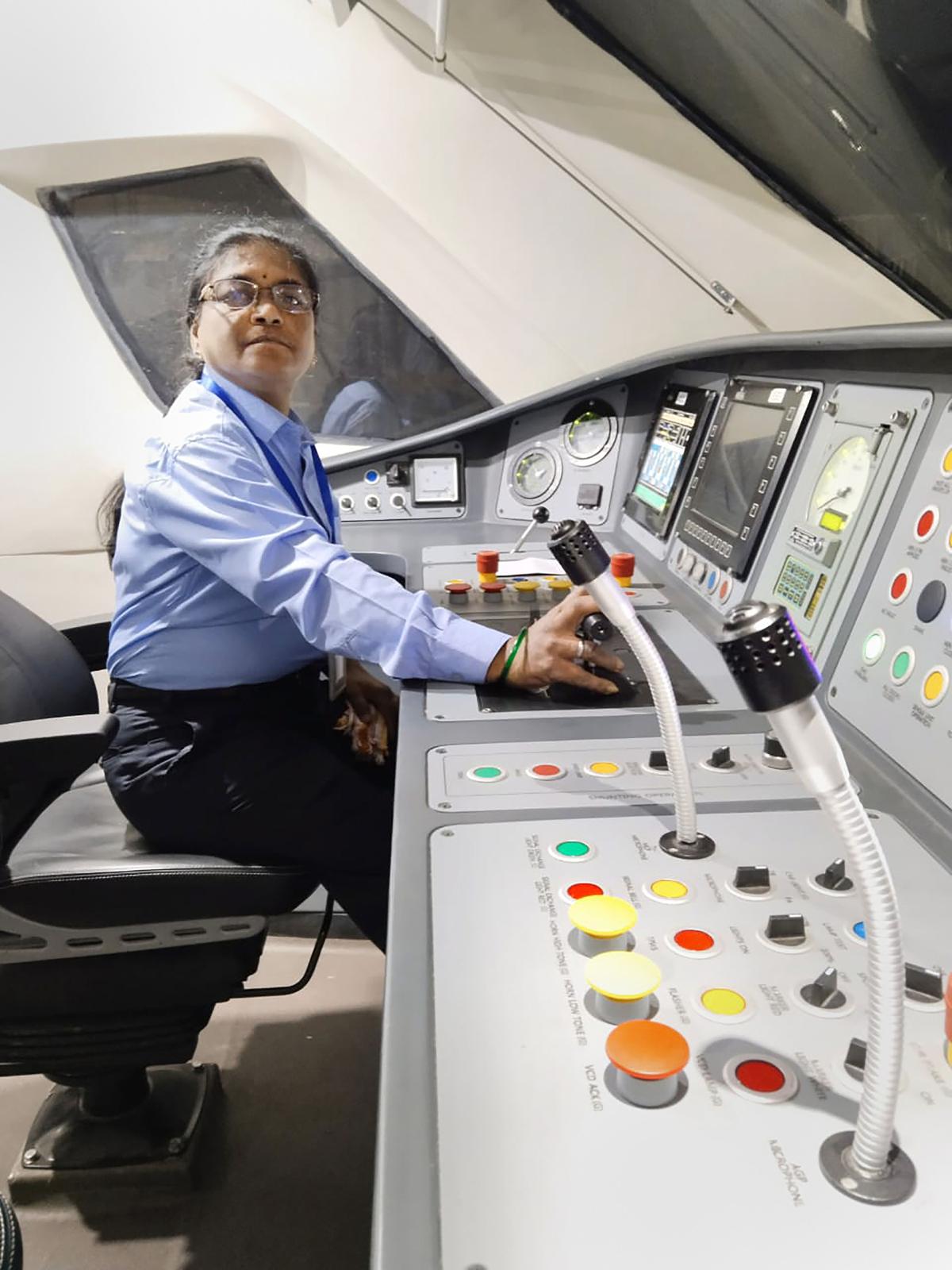 Asia’s first woman loco pilot Surekha Yadav operates new Vande Bharat train 