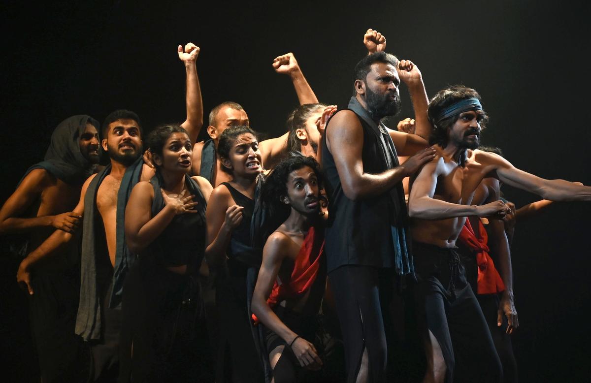 A still from Sri Lankan play ‘Dear Children, Sincerely’ at the International Theatre Festival of Kerala 2025.