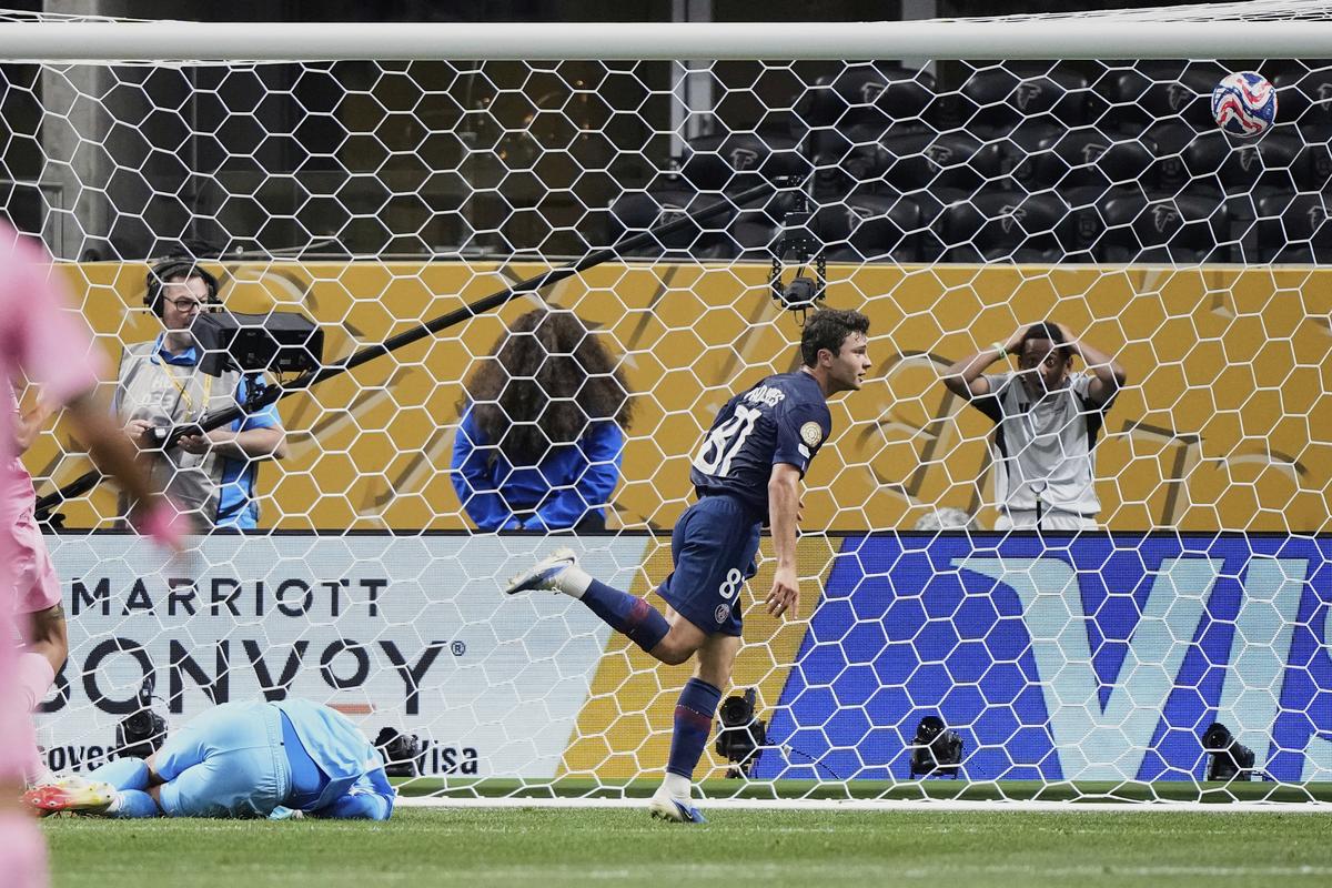 Paris Saint-Germain’s Joao Neves scores his side’s second goal against Inter Miami in the Club World Cup 2025 match in Atlanta on June 29, 2025. Paris Saint-Germain’s Joao Neves scores his side’s second goal against Inter Miami in the Club World Cup 2025 match in Atlanta on June 29, 2025.