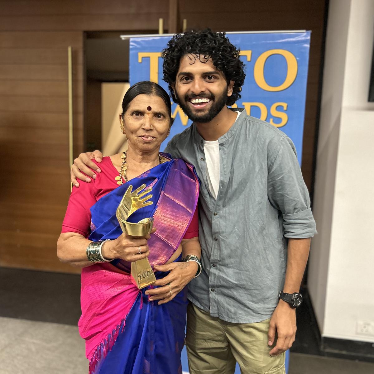 Naveen Tejaswi with his grandmother at his TFA win 