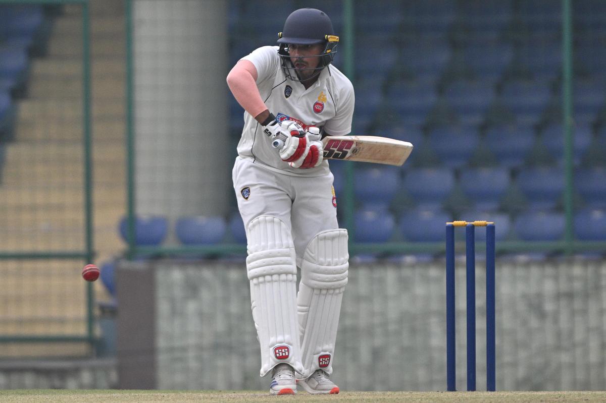 Delhi's Ayush Doseja in action during the Ranji Trophy match against Himachal Pradesh at the Arun Jaitley Stadium in New Delhi on October 27, 2025.
