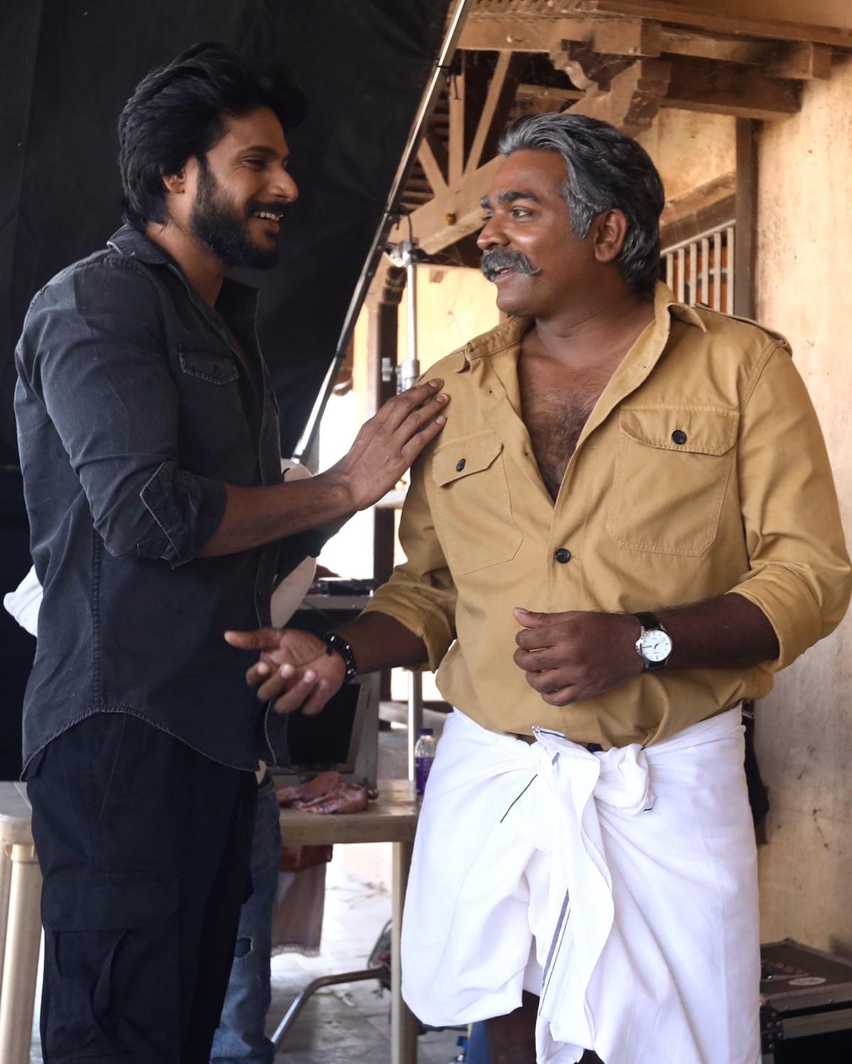 Sandeep Kishan and Vijay Sethupathi on the sets of 'Michael'