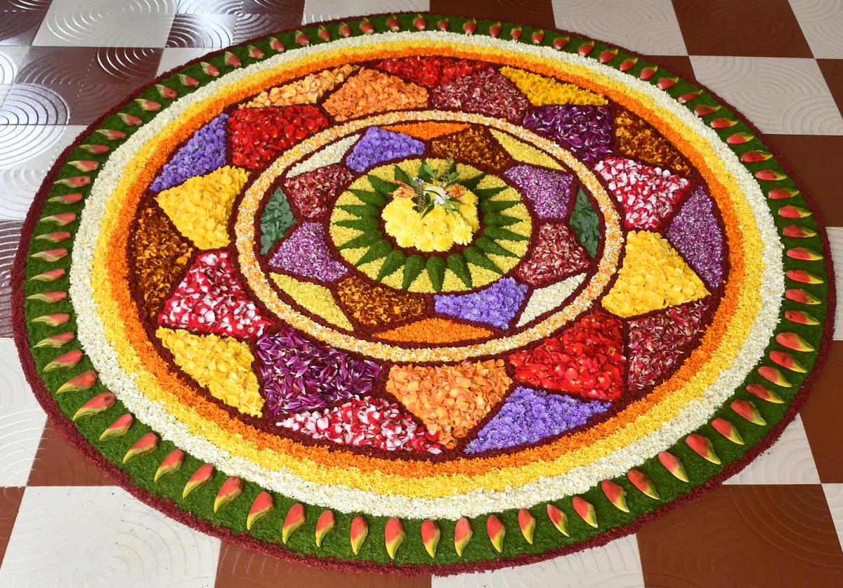 Team Kalavedi’s entry that won the third prize at The Hindu Pookkalam contest