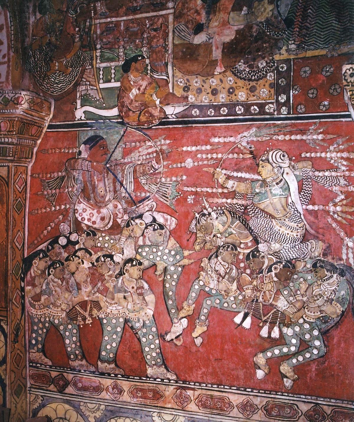 Exquisite frescoes inside the Ramanathapuram Palace.