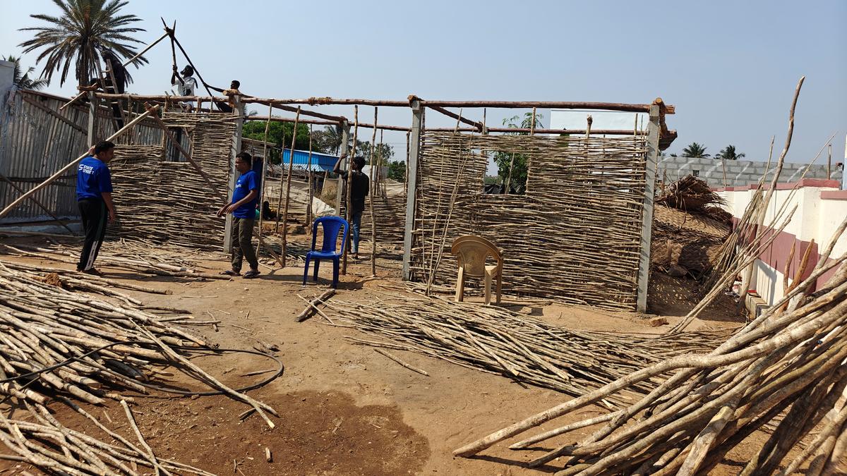Tribal women begin construction of community hall at Solagar Dhoddi in Talavadi Hills