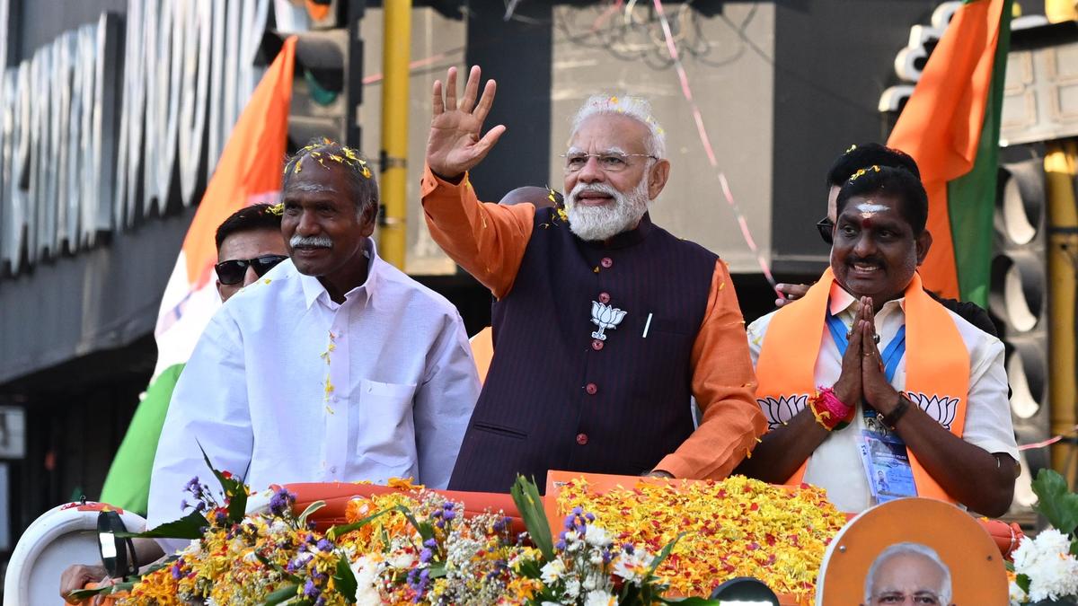 Modi holds roadshow in poll-bound Puducherry, boosts NDA campaign