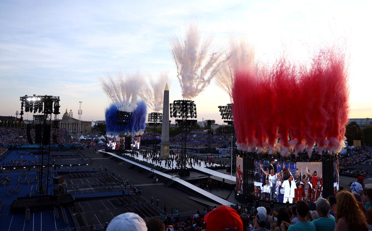 Performers during the opening ceremony of the Paris 2024 Summer Paralympic Games at Place de la Concorde in Paris, France on August 28, 2024. 