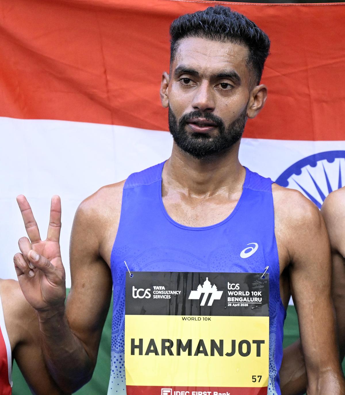 TCS World 10k elite men’s Indian winner  Harmanjot Singh in Bengaluru on Sunday, 26 April, 2026.