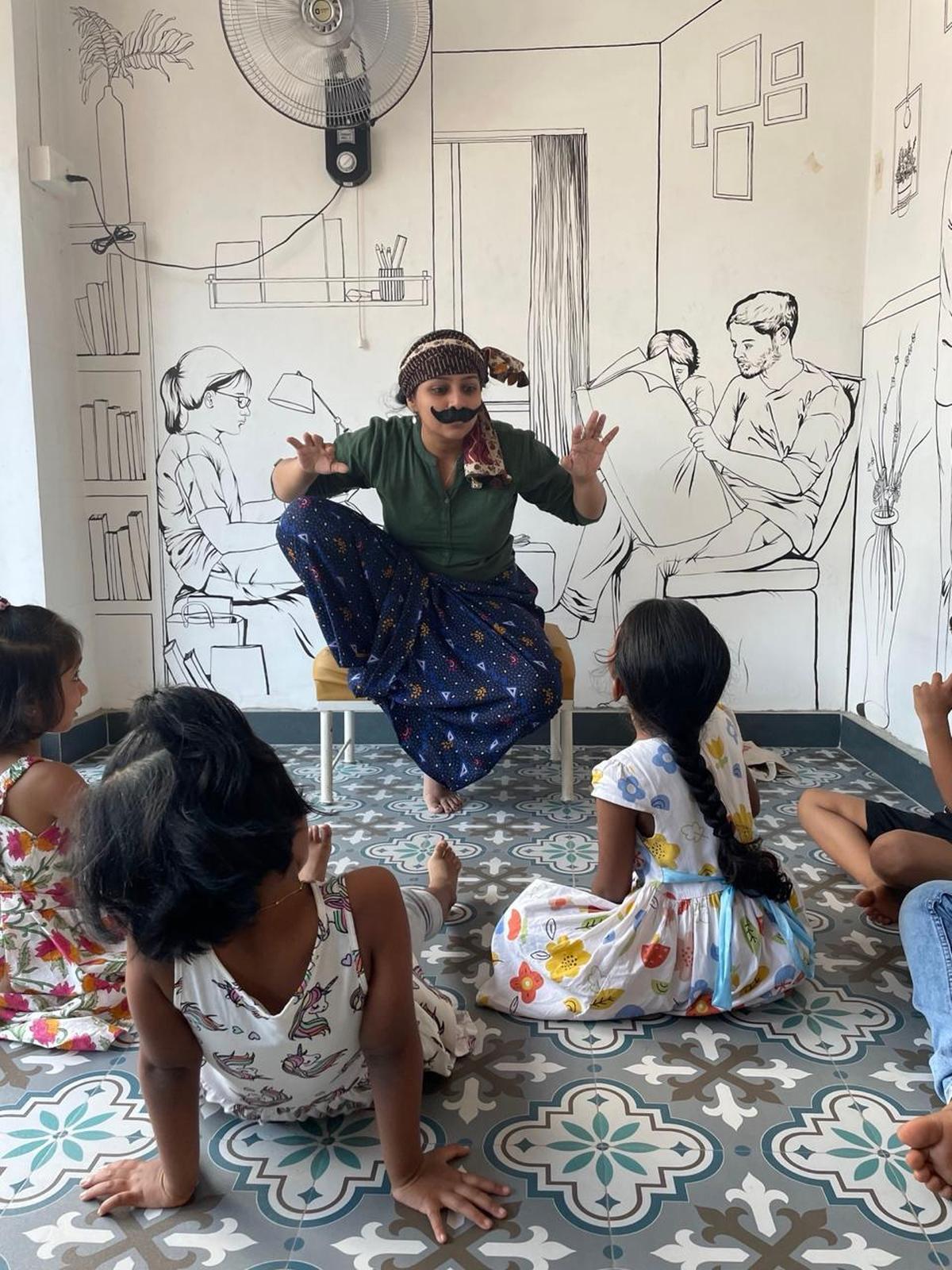 Janaki Hari dressed up as a character from a story at one of the sessions