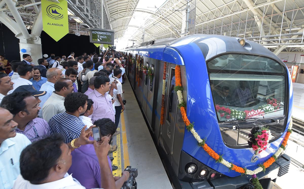 Passengers waiting to board the inaugural Metro train in Chennai on June 29, 2015.