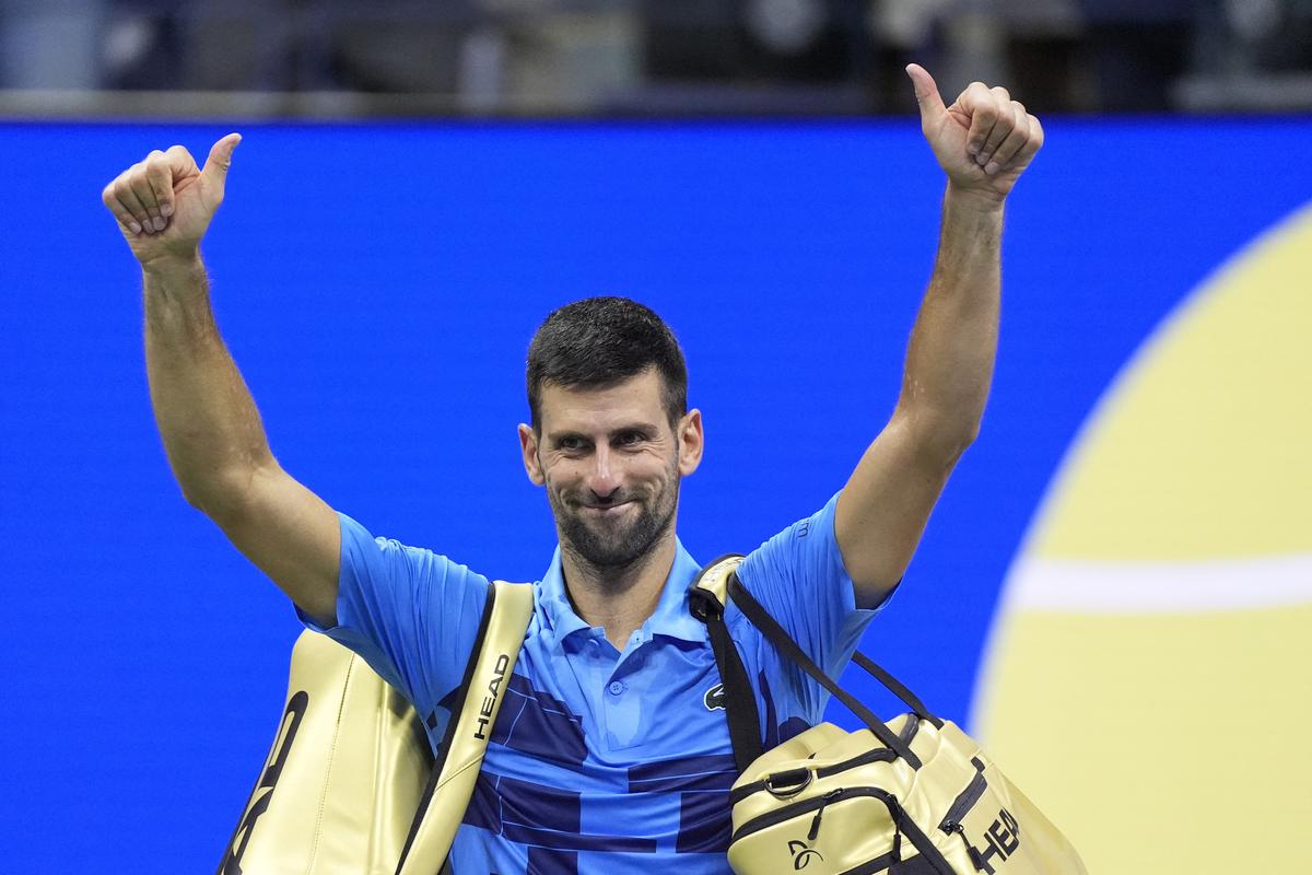 Serbia’s Novak Djokovic of Serbia greets the crowd after his third round match loss to Australia’s Alexei Popyrin.