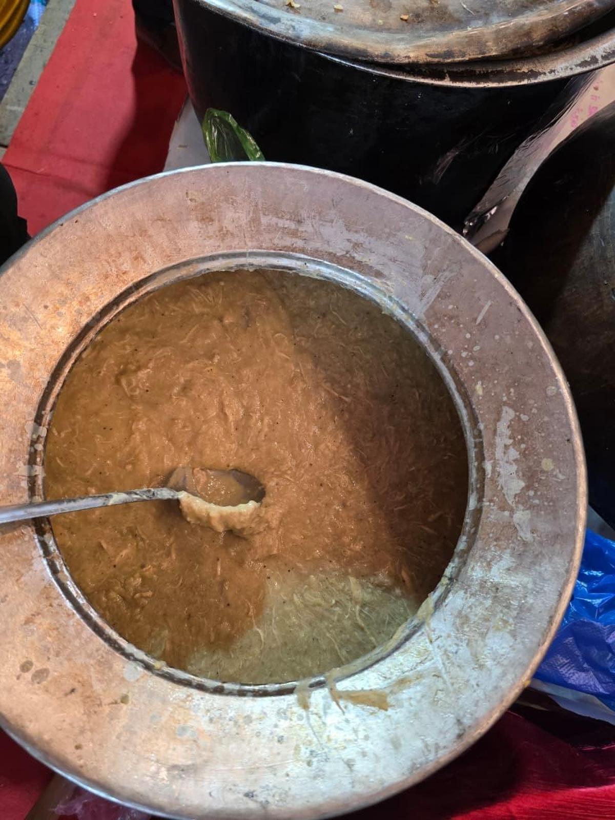 Traditional authentic haleem on display at Ramzan Food Night park near Simmakkal, Madurai.