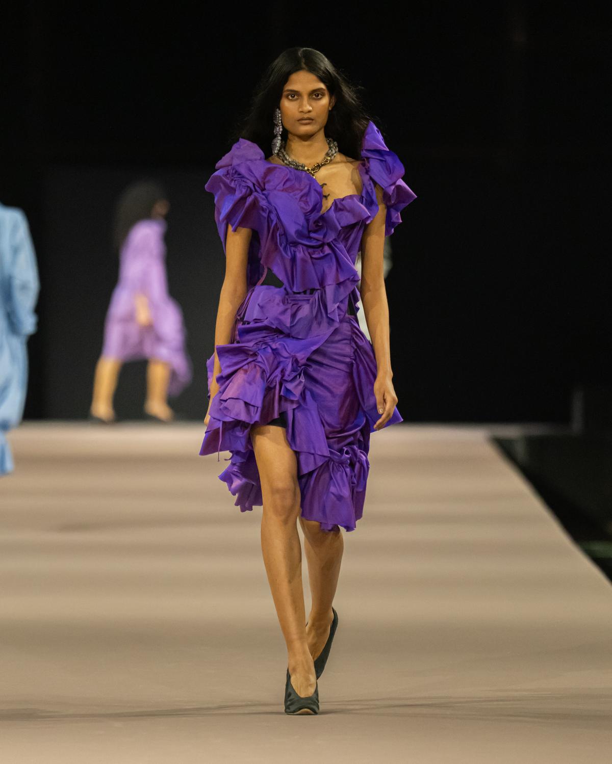 A model walks down the runway at the Vivienne Westwood show in Mumbai A model walks down the runway at the Vivienne Westwood show in Mumbai