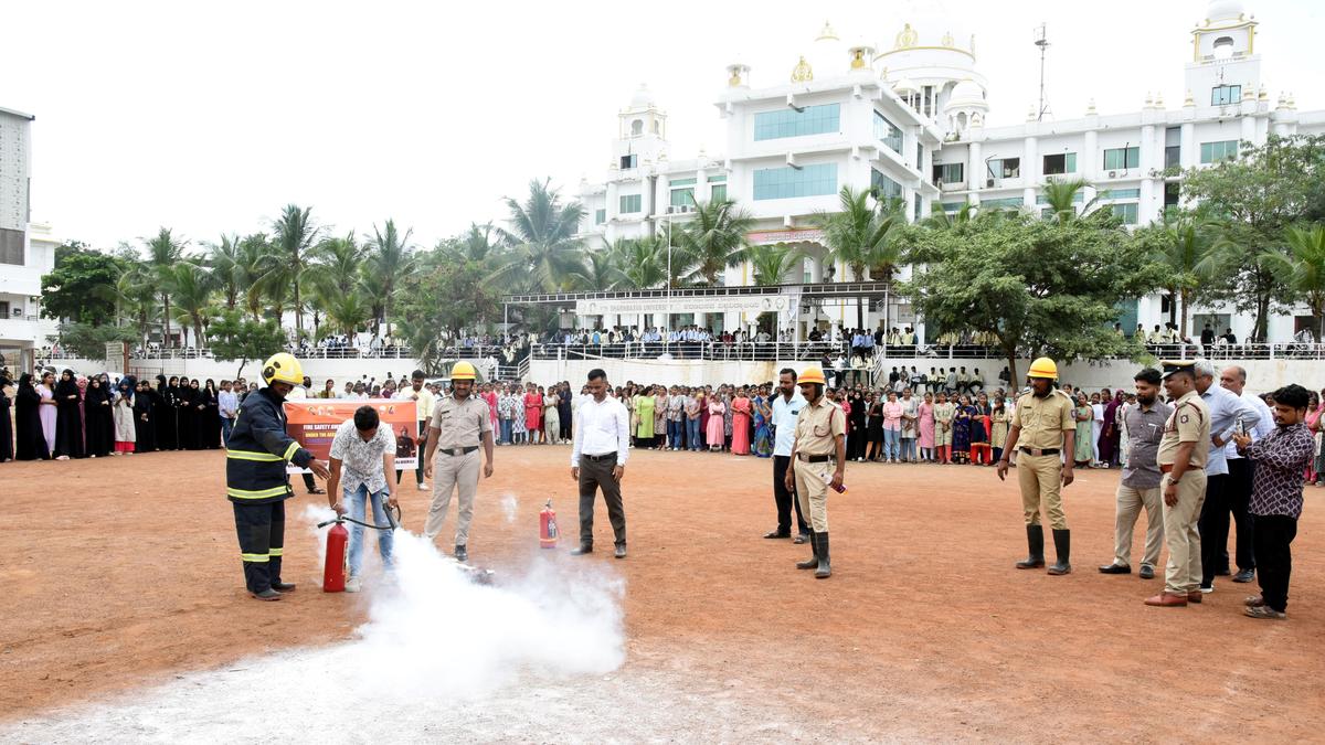 Fire safety awareness at Sharnbasva University in Kalaburagi