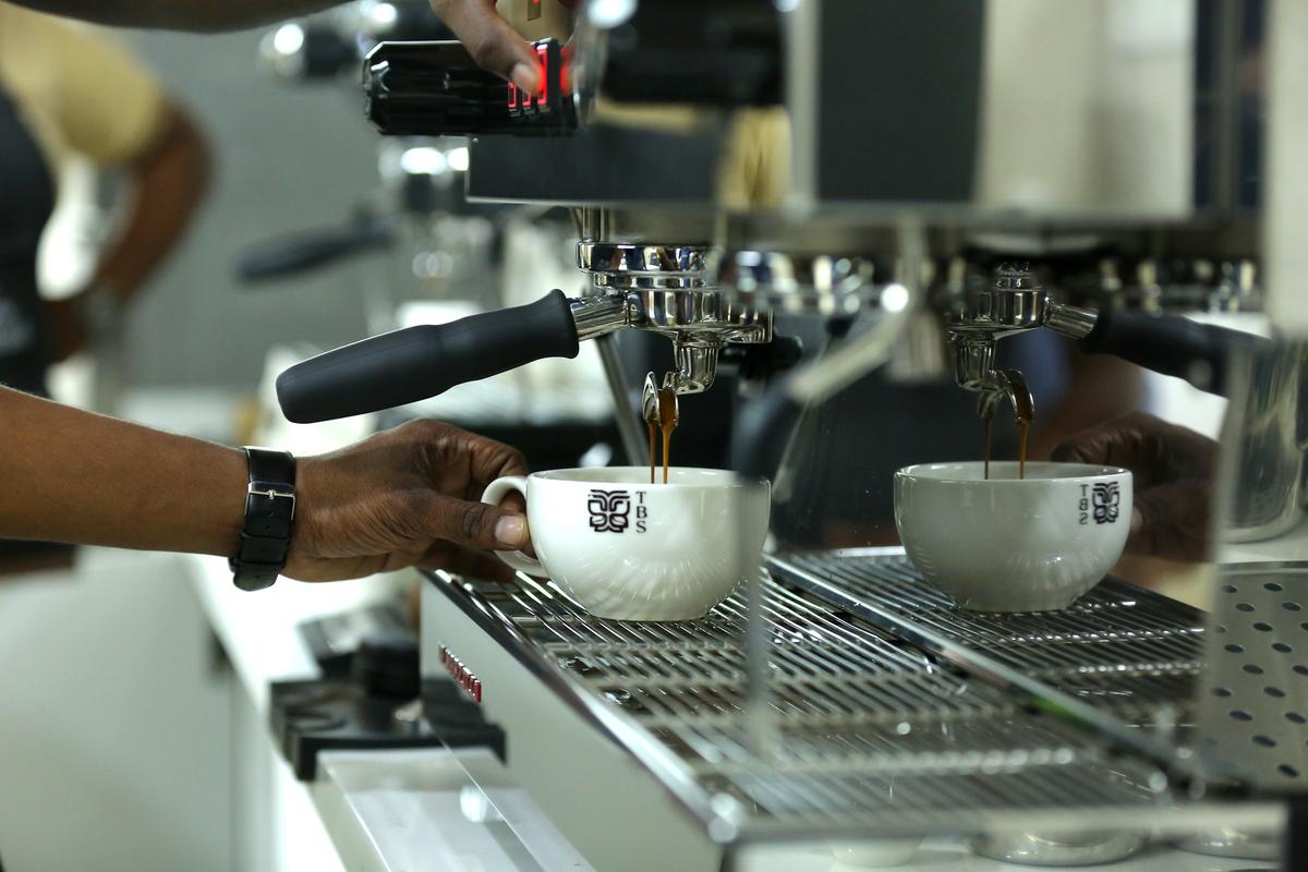 Coffee is being made in the decoction school 