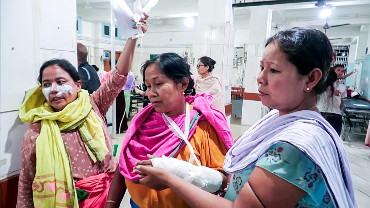 Injured women being treated at a hospital after a militant attack, at Koutruk in Imphal on September 1, 2024.